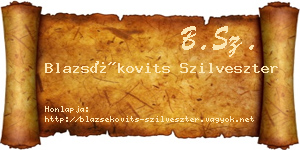 Blazsékovits Szilveszter névjegykártya