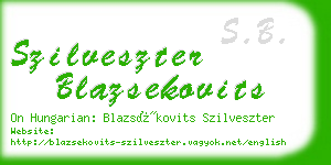 szilveszter blazsekovits business card